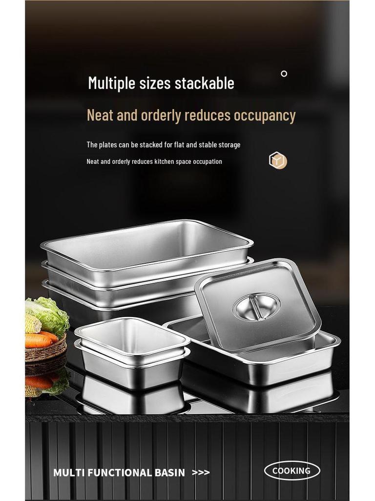 Очень большой глубокий прямоугольный самообслуживаемый пищевой бассейн из нержавеющей стали 304 с крышкой