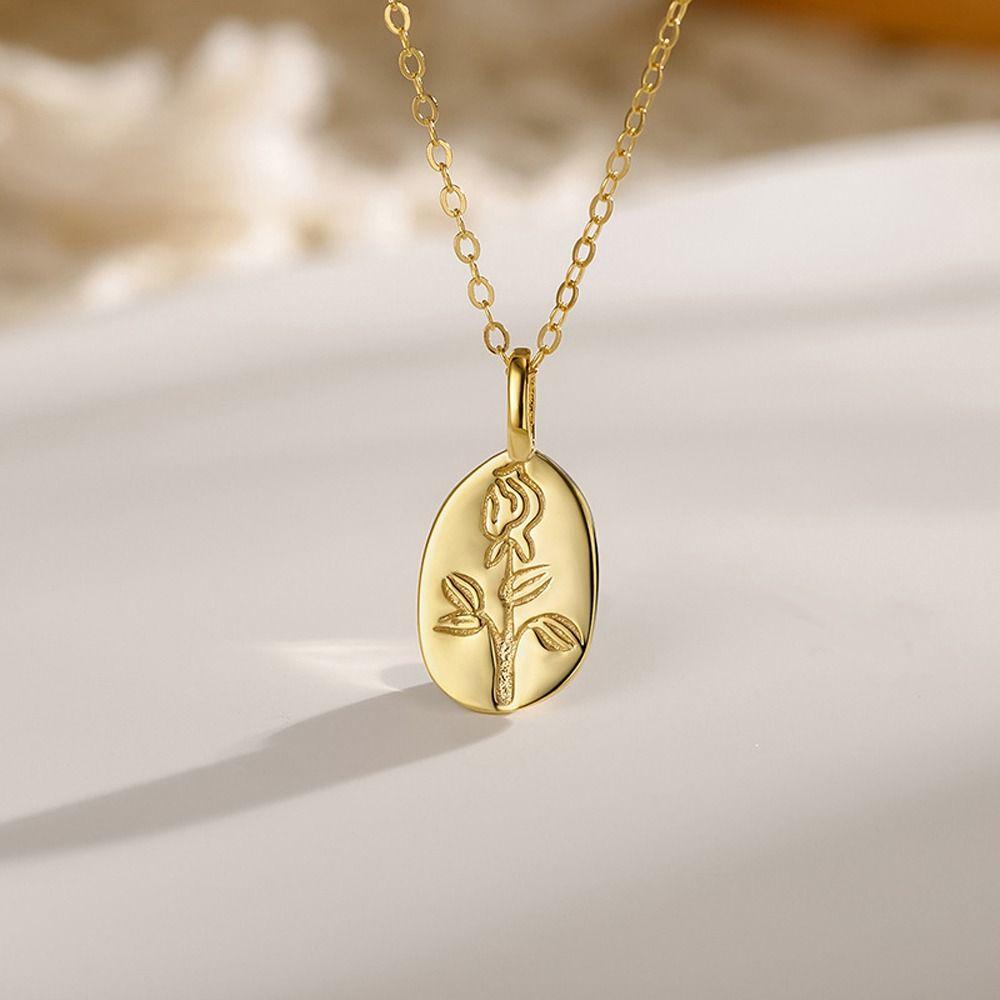 Silver French Style Necklace Zinc Zinc Alloy Sweater Chain Sweet Rose Flower Pendent Necklace Daily Life