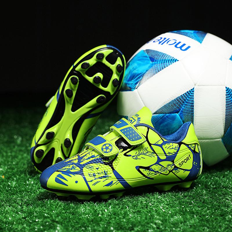 Футбольные бутсы Детские футбольные бутсы Молодежные гвозди Однотонные футбольные бутсы с двойной микрофонной клюшкой Тренировочные детские футбольные бутсы
