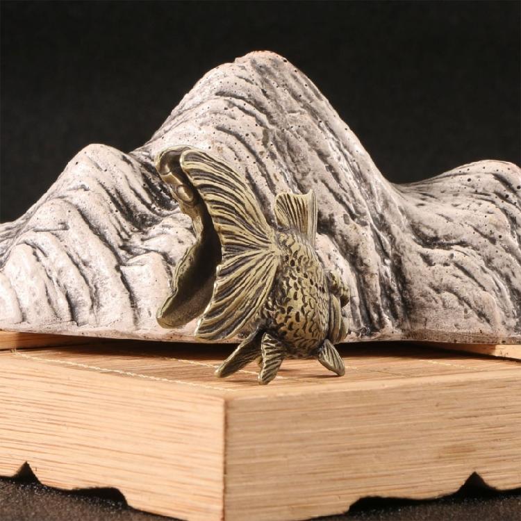 Металлическая миниатюрная фигурка осетра, антикварная скульптура животного, декоративное произведение искусства, украшение для полки, стола, для подарка
