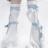 Women Harajuku Star Print Zippered Flared Leg Warmer Aesthetic Fashion Punk PU Harness Strap Leg Cover Thigh High Socks