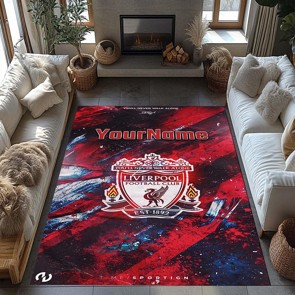 Liverpool Customize Your Name Floor Rug Office Rug Design for Bedrooms Hallway Living Rooms Balcony Antislip Carpet Anime Office Decor