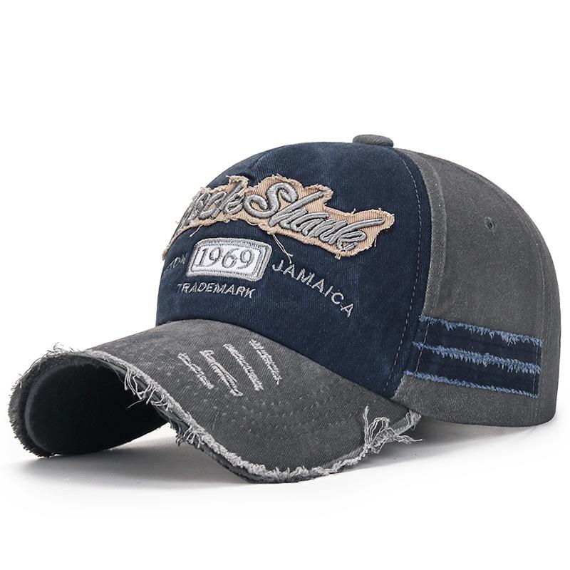 Кепка бейсболка с дыркой, с необработанным краем, выстиранная, состаренная, вышитая, цифровая, пятипанельная, солнцезащитная, экспортная, в наличии