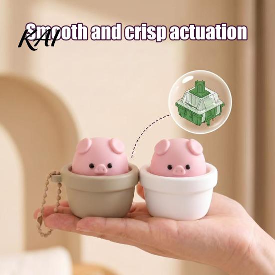 Anxiety Relief Tool Potted Pig Clicker Toy with Bead Chain, Clicky Button Fidget for Stress Relief, Finger Backpacks School Bags Decor