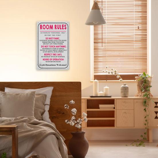 Розовый Комната Правила Знак Подростки Девочки Мальчики Спальня Игровая Комната Общежитие Смешной