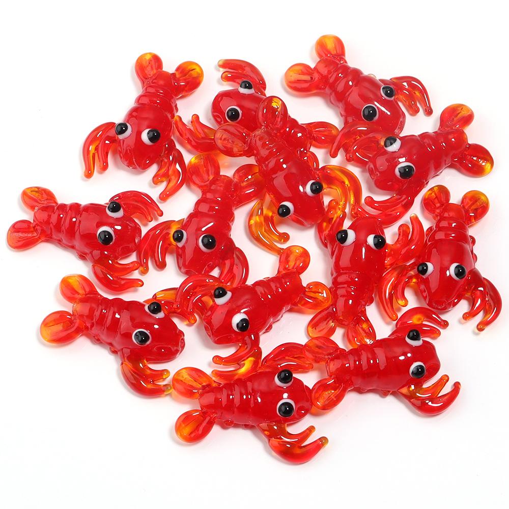 2-10pcs Colored Lampwork Beads Cartoon Crabs Shrimp Fish Animal Shapes Loose Beads For DIY Craft Jewelry Necklace Accessories