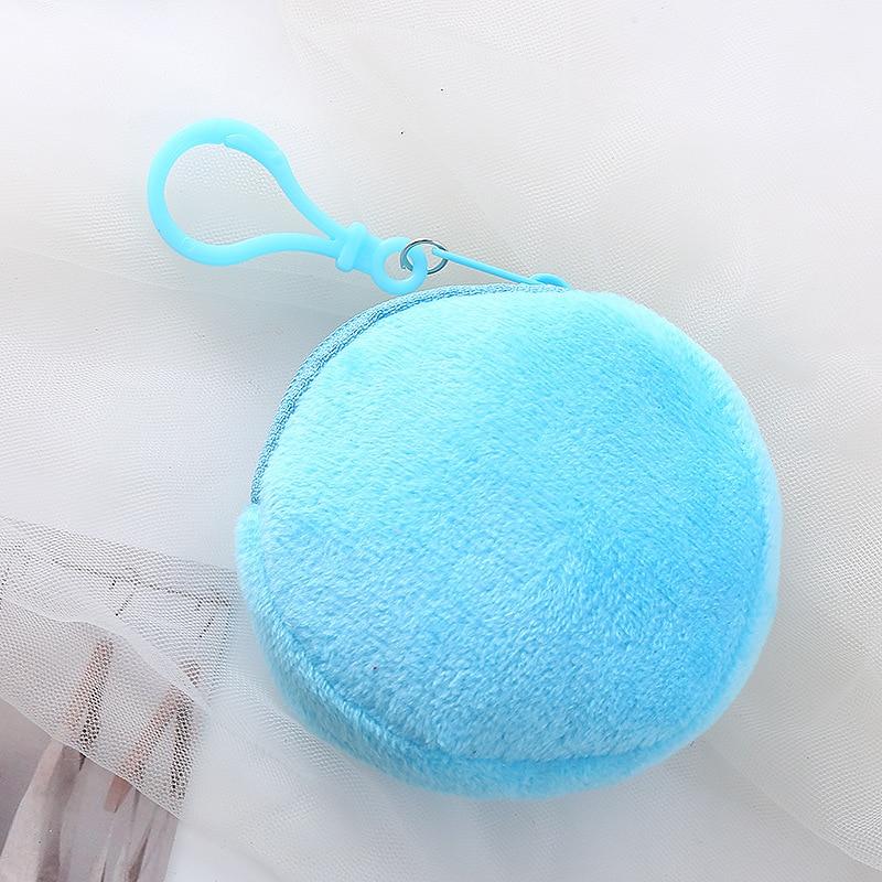 Soft Plush Round Coin Bags Purse Small Coin Money Pouch Wallet Portable Keyring Keychain Earphone Storage Clutch Bags Organizer