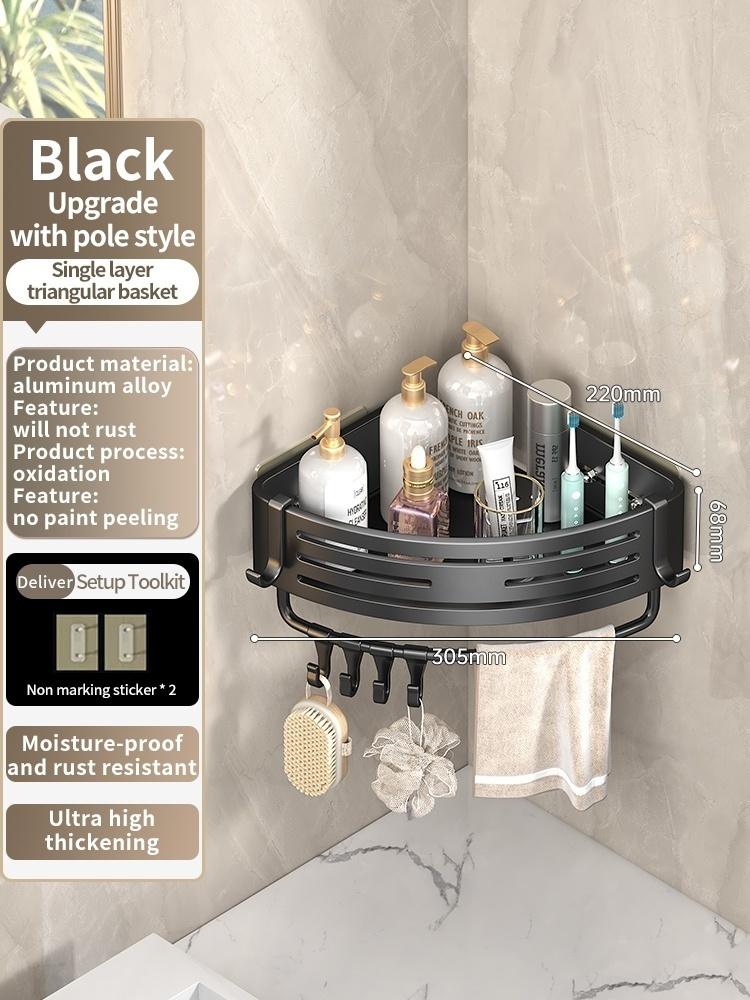 Нет необходимости сверлить стены для установки Алюминиевая полка для ванной Полки Подставка для шампуня Держатель для хранения Кухонный органайзер Настенная полка