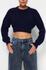 Women's Elegance Style Sweater Black Super Crop Basic Knitwear Sweater