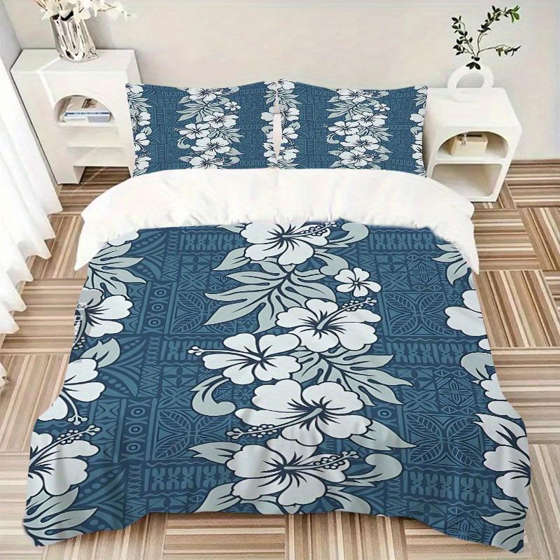 3pcs Hibiscus Pattern, Bedding Set, Ideal for Home Use, Suitable for Bedroom Decor (1*Duvet Cover + 1/2*Pillowcases, No Core) yy250821228