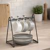6 Cups Vertical Coffee Cup Rack Iron Cup Plate Rack Sturdy Cup Drying Stand  Coffee Mugs