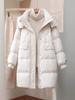 Женский пуховик 2025 года, приталенный, средней длины, с капюшоном, зимний - пух белой утки, толстый, модный, для миниатюрных