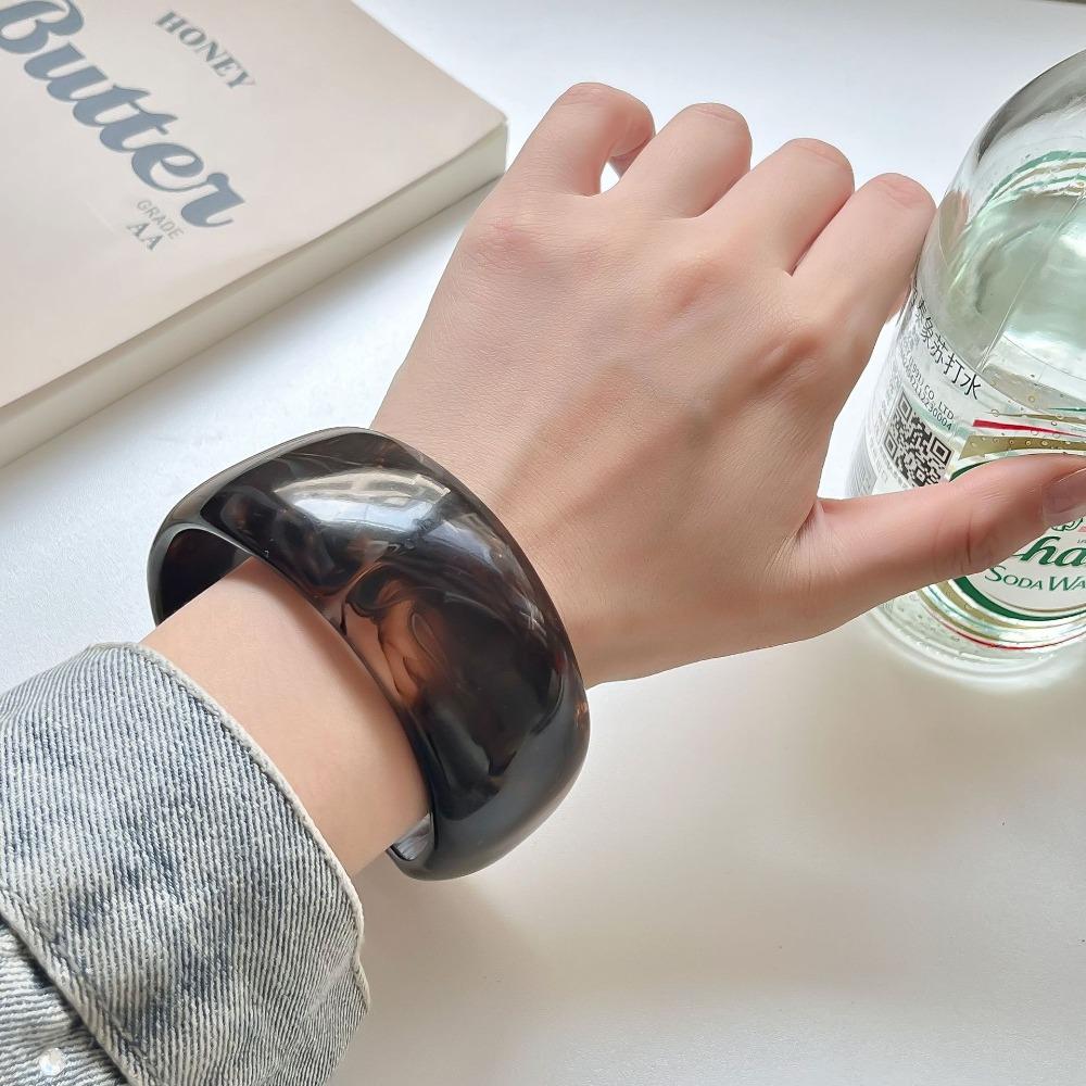 Bohemian Acrylic Bangle Shiny Transparent  Hand Ring Simple Irregular Wide Bracelet  Girls