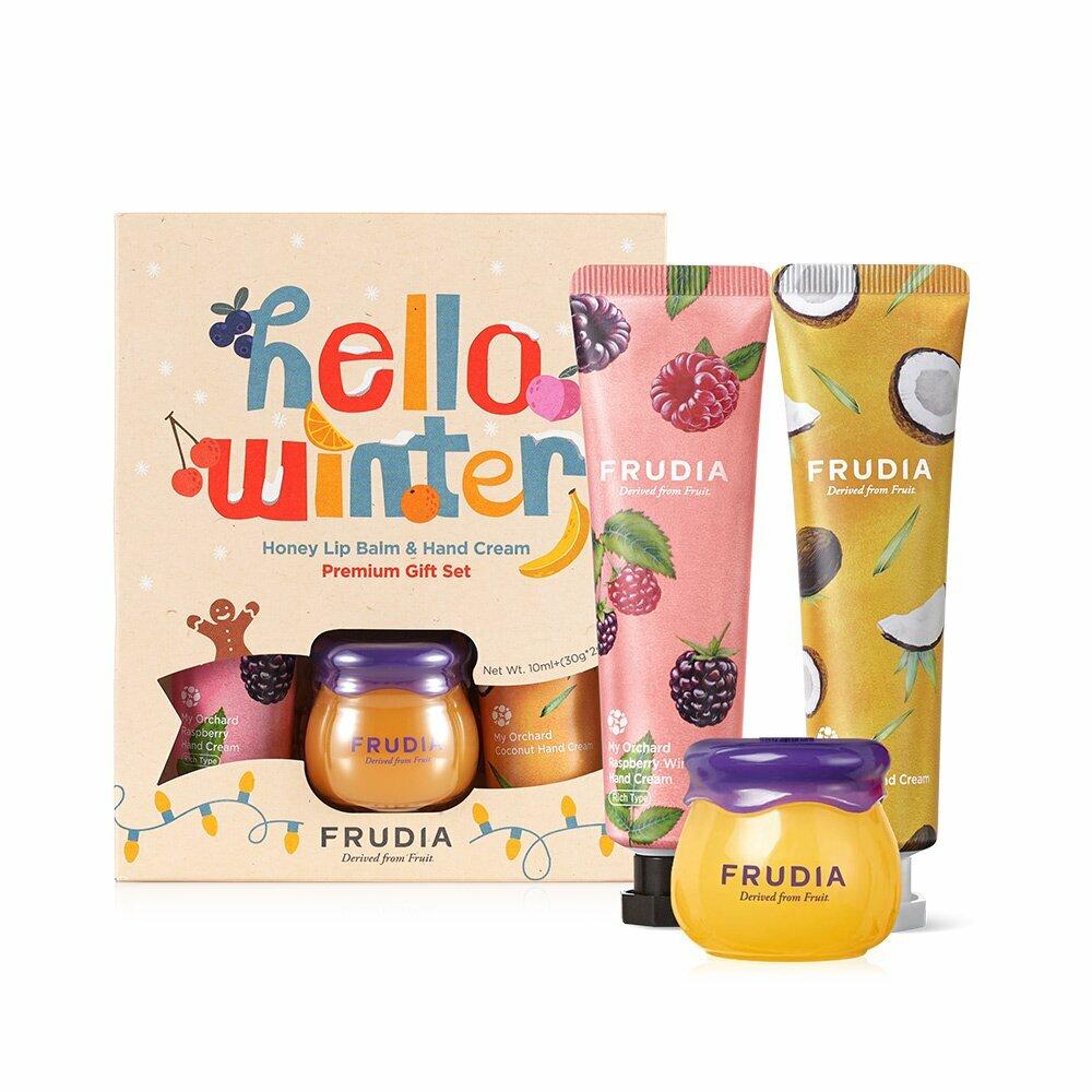 Frudia Медовый бальзам для губ и крем для рук Подарочный набор премиум-класса (Бальзам для губ 10 мл + крем для рук 30 мл*2 шт.)