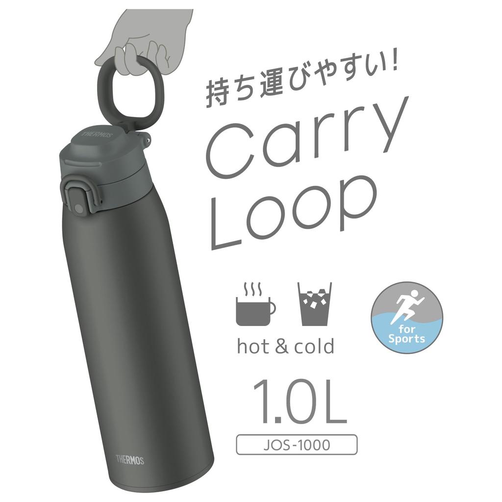 Термос Thermos с вакуумной изоляцией, портативная кружка, 1 л, темно-серый, JOS-1000 DGY
