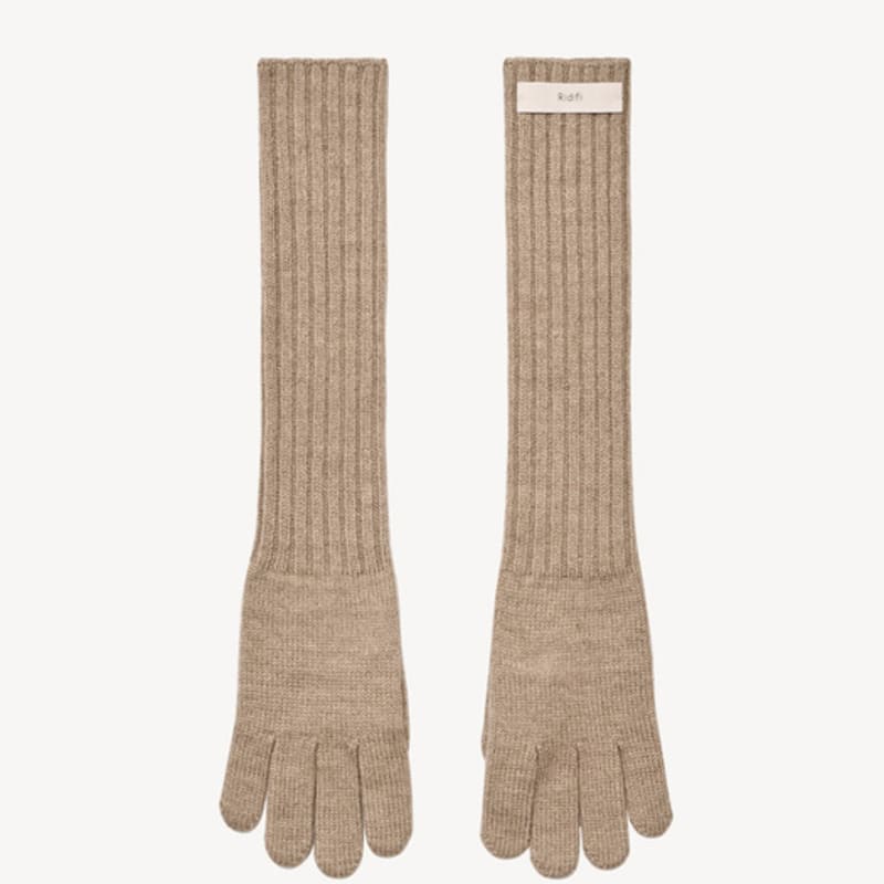 RIDIFI Длинные шерстяные перчатки без пальцев (бежевый)