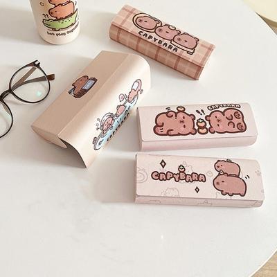 Новый кожаный чехол из ПУ для очков, милый узор, жесткий корпус, стеклянная коробка, защита для стекол, водонепроницаемый чехол для очков, женский