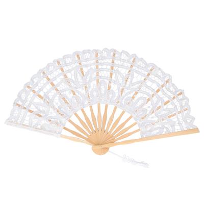 Складной веер Hallow Lace Bamboo Bones Vintage Style Hand Fan с кисточкой для одежды для выступлений