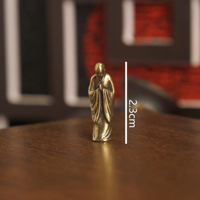 Brass Fishing Old Man Small Statue Desktop Ornaments Retro Fisherman Mini Figurines Models Home Decorations Crafts Accessories