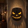 Halloween Outdoor Lightshade Pumpkin Face Figurine, Wall Mounted Tree Statue, Festive Mask Spooky Resin Hugger for Yard, Decor Seasonal Art