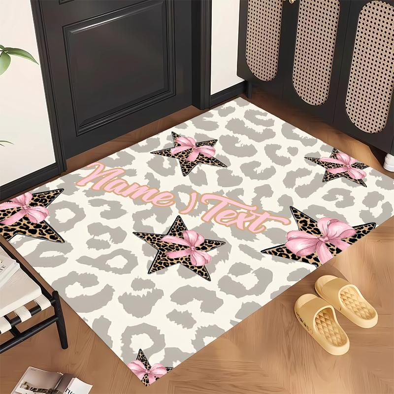 Trendy leopard print (1) Personalized name Office Carpet Stylish Decor for Living Room Bedroom Kitchen