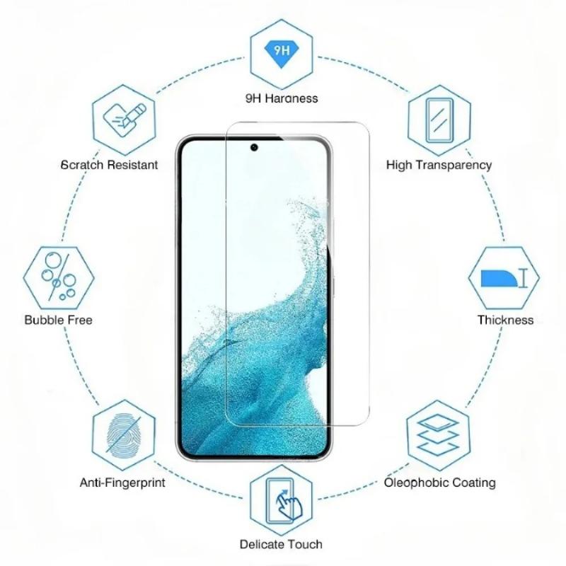 Набор из 4 защитных стекол для экрана из закаленного стекла для Samsung Galaxy S24/S22/S21/S20 FE Plus 5G - Твердость 9H, Чувствительное касание, Олеофобное покрытие