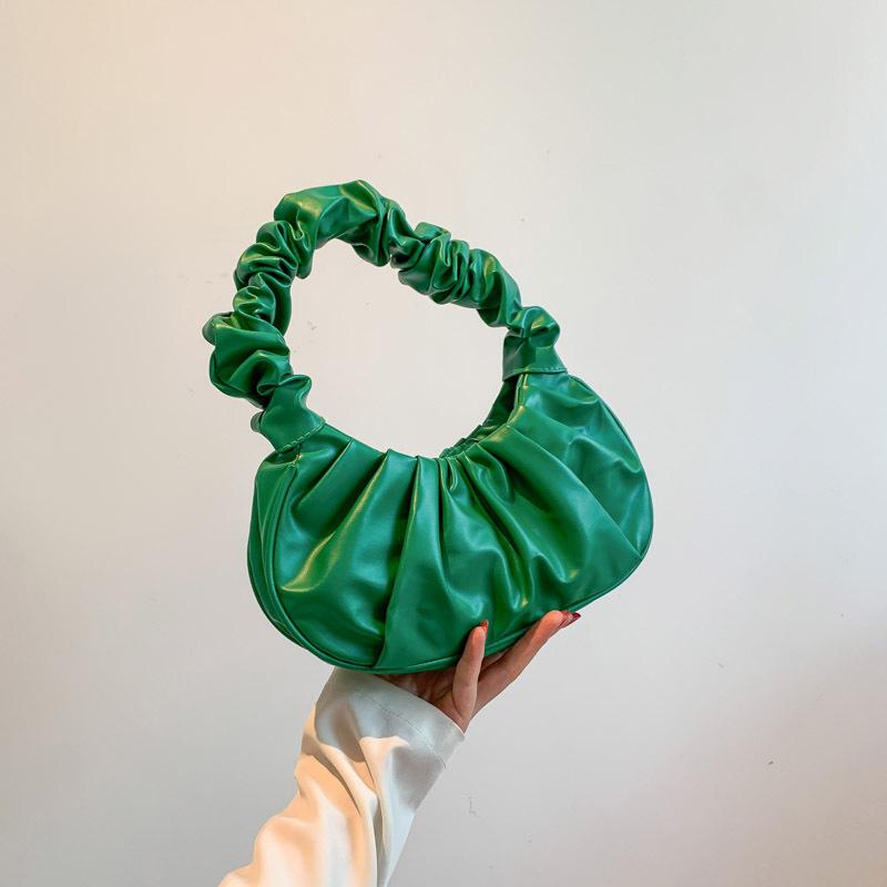 Контрастные цвета Новая модная однотонная плиссированная сумка-облако Милая наплечная сумка Уличный тренд Портативная женская сумка подмышку