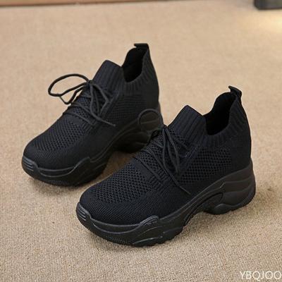 Модные женские новые весенние повседневные удобные спортивные туфли с увеличенной высотой внутри, дышащие, на толстой подошве, сетчатые повседневные женские туфли