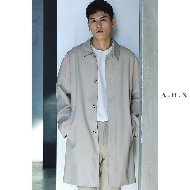 Мужской хаки тренч средней длины в стиле ситибой для больших размеров