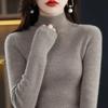 Свитер, пуловер, полувысокий воротник, подкладка для женщин, осень/зима, повседневный однотонный вязаный свитер с длинными рукавами, женский пуловер