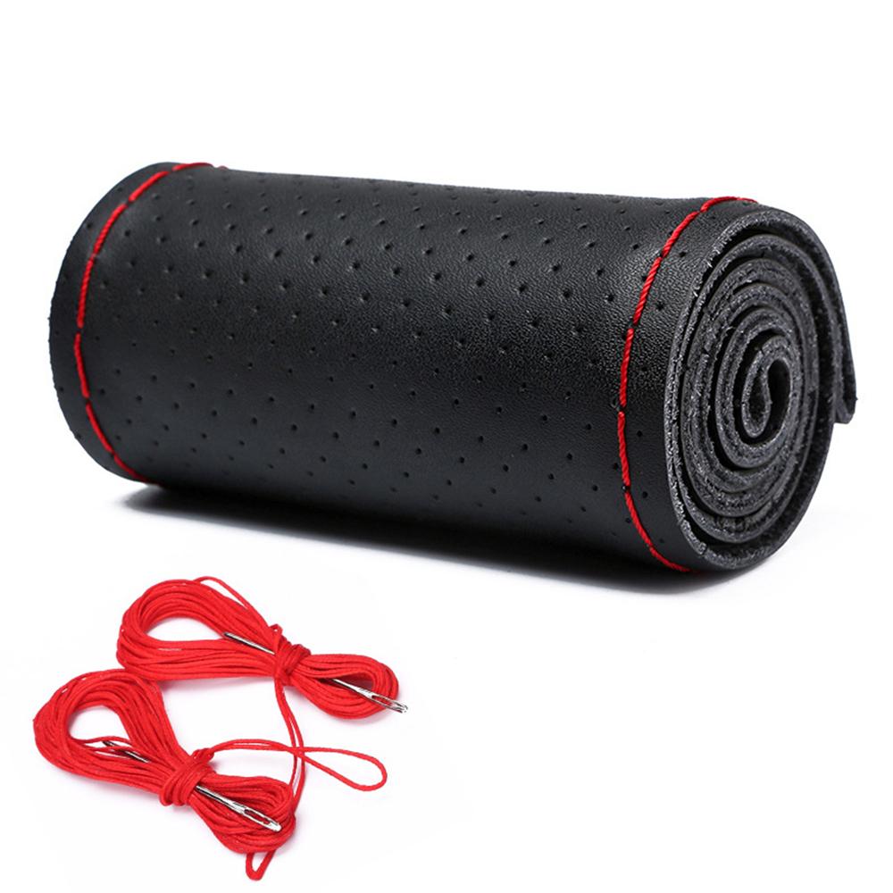 Универсальная оплетка на руль 38 см кожаная ручная оплетка на руль натуральная кожа коровы с иглами и нитками