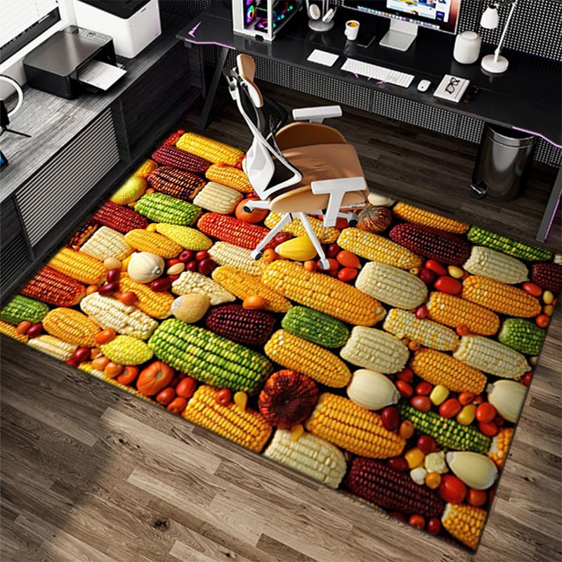 1Pc food theme Printed circular carpet, home door mat, outdoor travel protection carpet B6