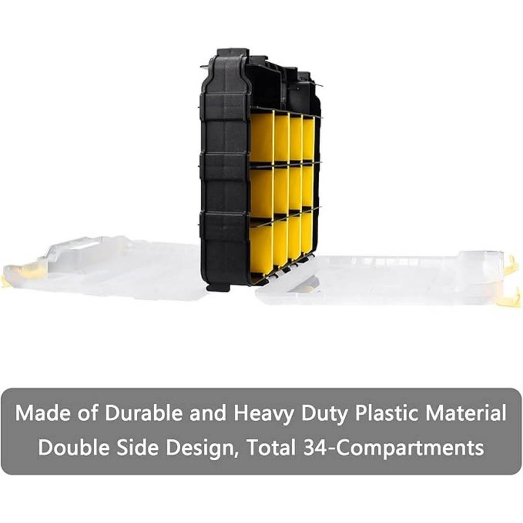 Tools Organizer Box  Storage Box 34-Compartment Double Side Hardware Organizers with Removable Plastic Dividers for Screws, , Nails, Bolts