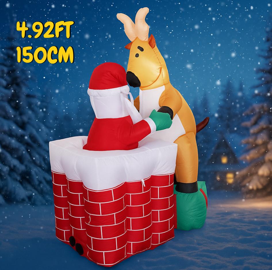 4.92ФТ Надувная игрушка Санта Клаус Труба Олень со светодиодной подсветкой Домашнее украшение Орнамент Рождественское украшение для двора Праздничный подарок