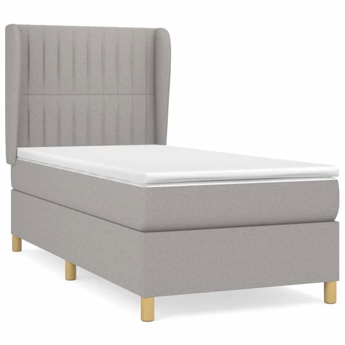 Maison Exclusive - Sommier à lattes de lit et matelas Gris clair 90x190 cm Tissu