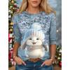 Christmas Women's Long Sleeve T Shirt Tee Snowman 3D Print  Festival Holiday Funny O-Neck Regular Fit Spring/Fall Sweatshirt