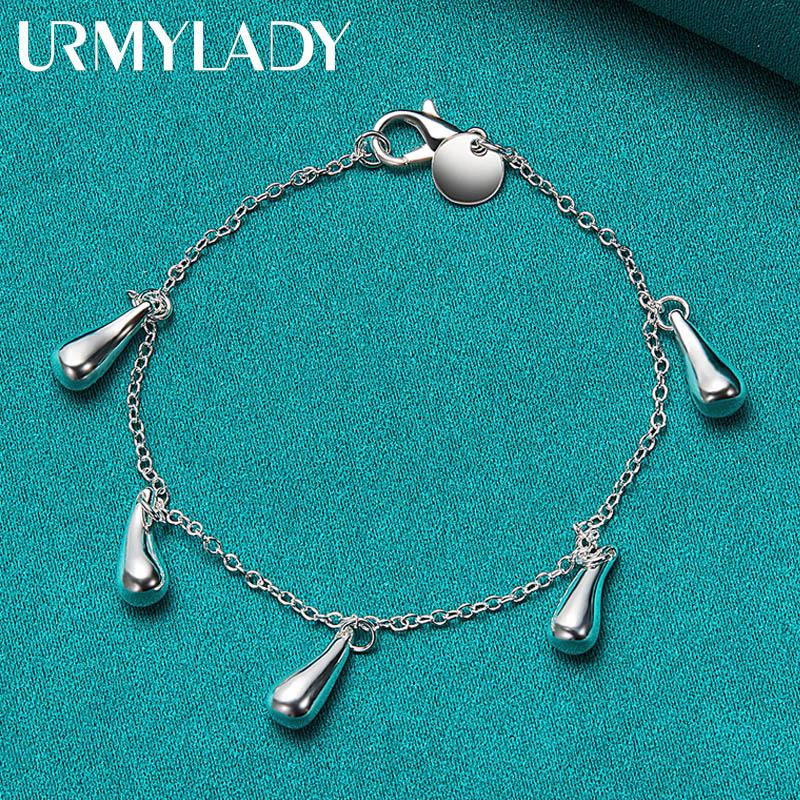 Браслет из стерлингового серебра 925 пробы с каплями воды для женщин, свадебные и помолвочные модные вечерние украшения