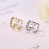 Двухслойные клипсы-серьги корейские золотого и серебряного цвета с кристаллами, клипсы-серьги без пирсинга для женщин, каффы для ушей, ювелирные изделия KTJ