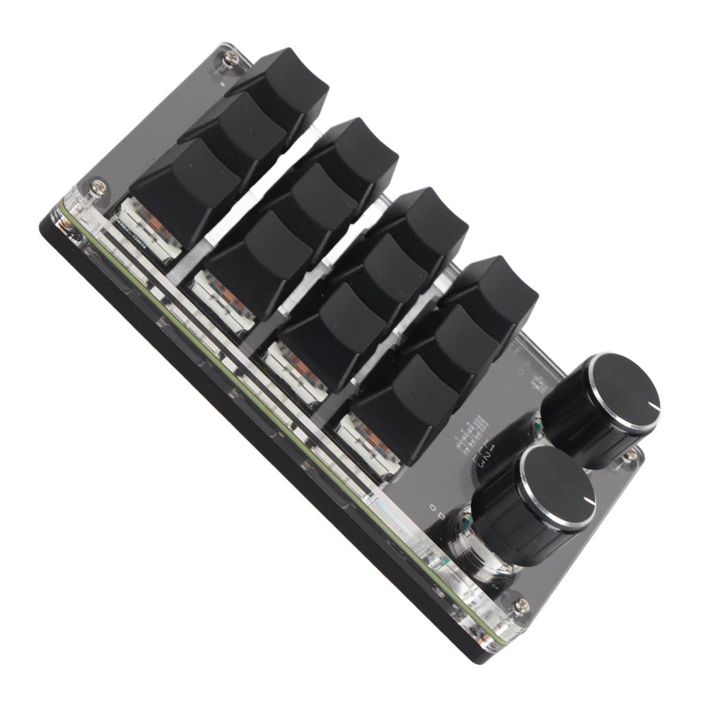 Программируемая макро-клавиатура с 2 ручками, синим переключателем, черная 12-клавишная мини-клавиатура с RGB-подсветкой для офисных игр