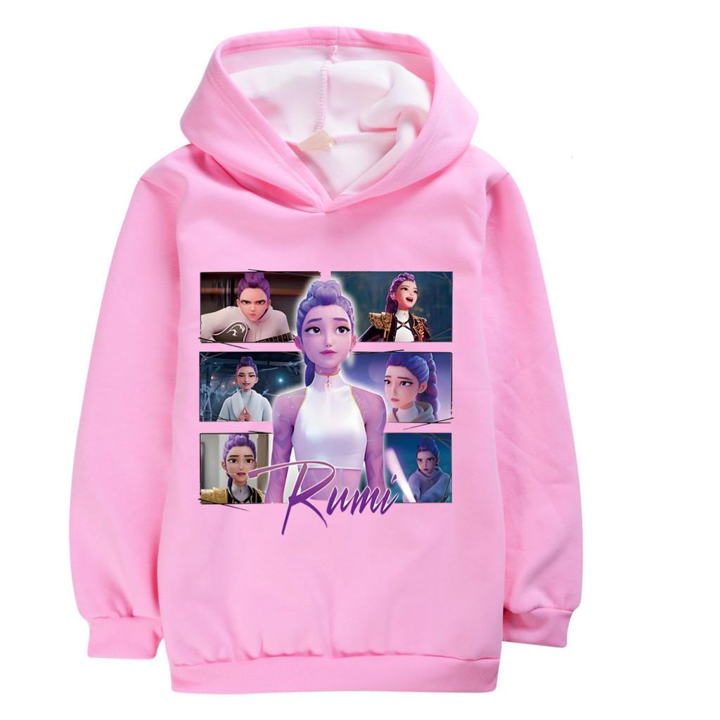 5061 Детская толстовка для девочек Kpop Rumi Zoey Mira Rumi с принтом, с длинными рукавами, бархатная, теплая, зимняя