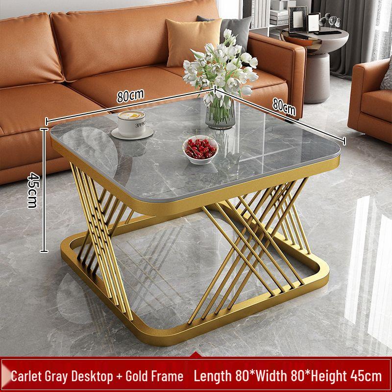 Modern Luxury Sintered Stone Square Coffee Table for Small Living Spaces