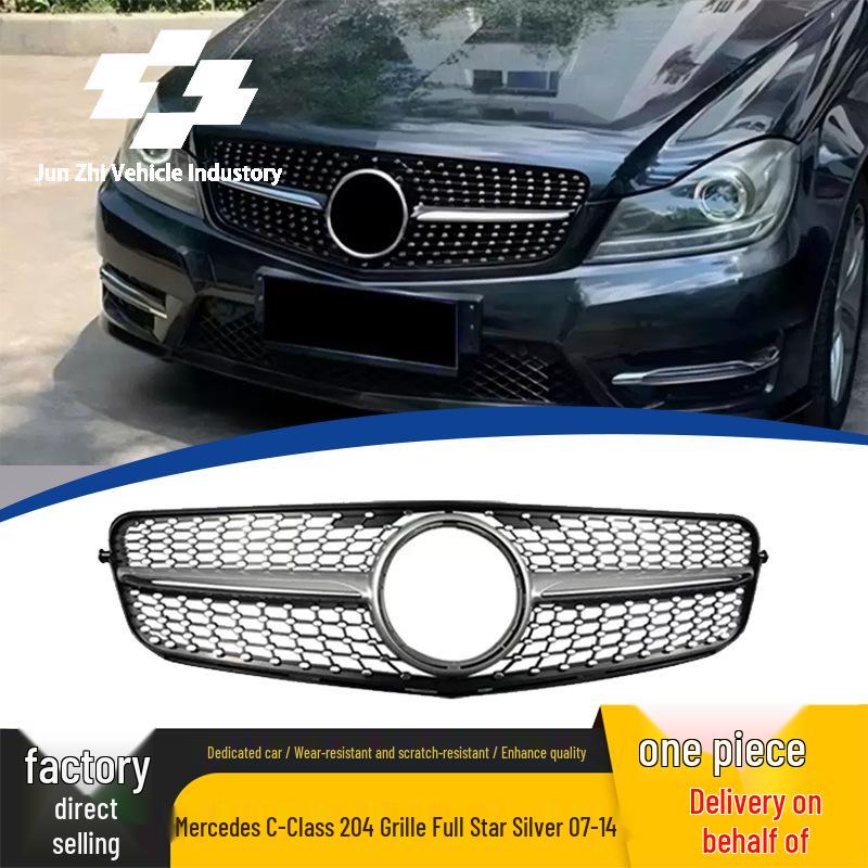 Silver Grille for 2007-2014 Mercedes-Benz C-Class W204, Starry Sky Style Replacement