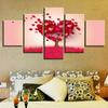 5 шт., красные деревья в форме сердца, картины, украшения, современное настенное искусство, HD принты, плакат, модульные картины на холсте, декор для гостиной, без рамки