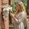 Resin Portrait Relief Sculpture Fairy Face Shape Wall Planter, Girl Flower Pot, Mounted Planter Vase for Indoor Outdoor, Cactus, Herbs, Air