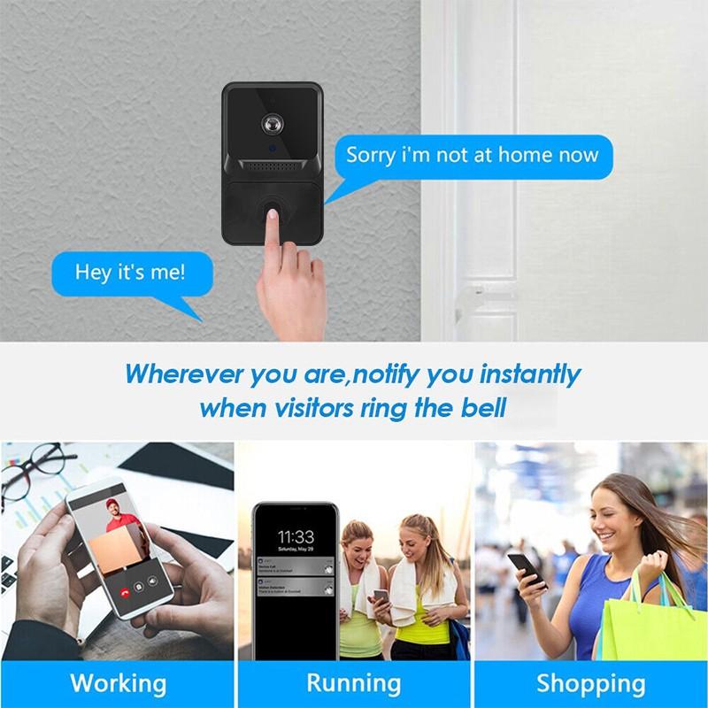 Умный беспроводной видео дверной звонок, цифровой визуальный домофон, WI-FI дверной звонок, водонепроницаемая электронная камера безопасности для швейцара