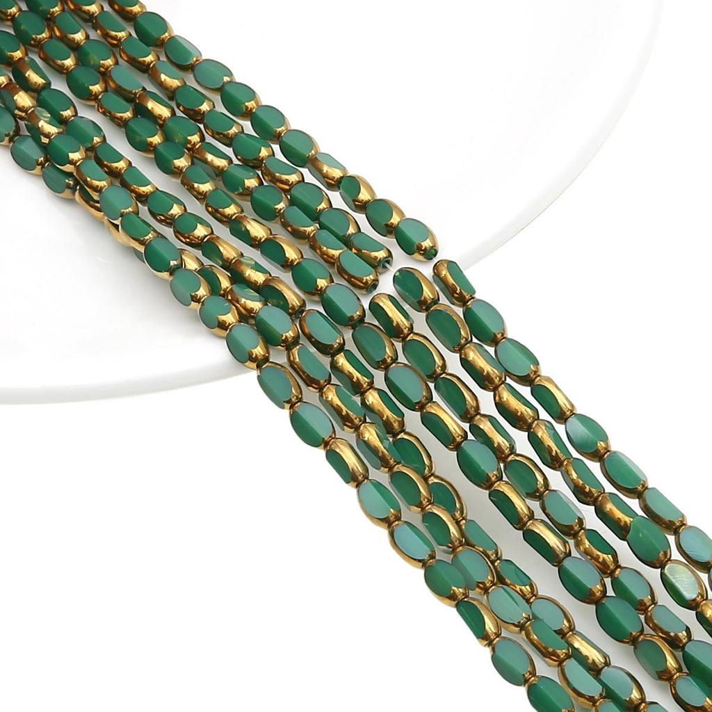 Овальные ограненные стеклянные кристаллы с золотистой окантовкой, в форме рисовых зерен, для изготовления украшений