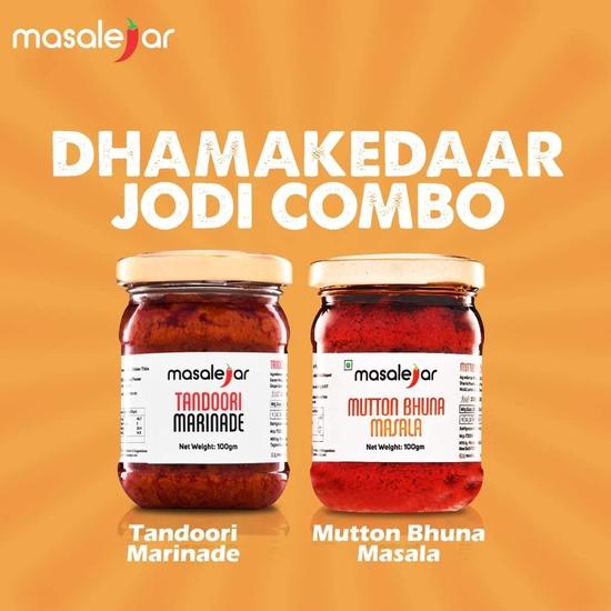 Masalejar Dhamakedaar Jodi Combo | Tandoori Marinade + Mutton Bhuna Masala | Ready to Cook Spice Mix | No MSG (Pack of 2X100gm)