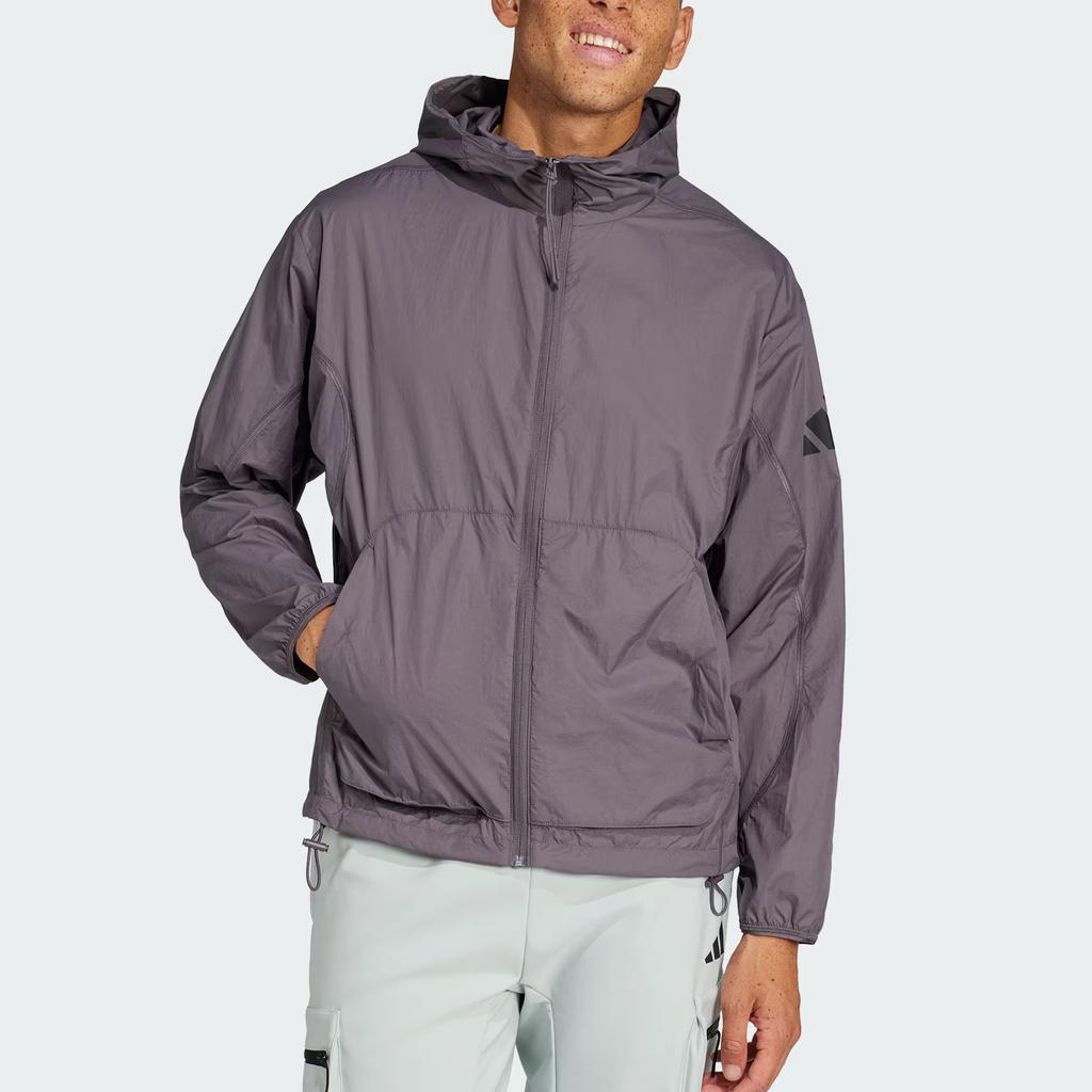 Adidas City Escape Windbreaker Loose Fit Hooded Long Sleeve Jacket Men Jacket Rock-Grey JF3292