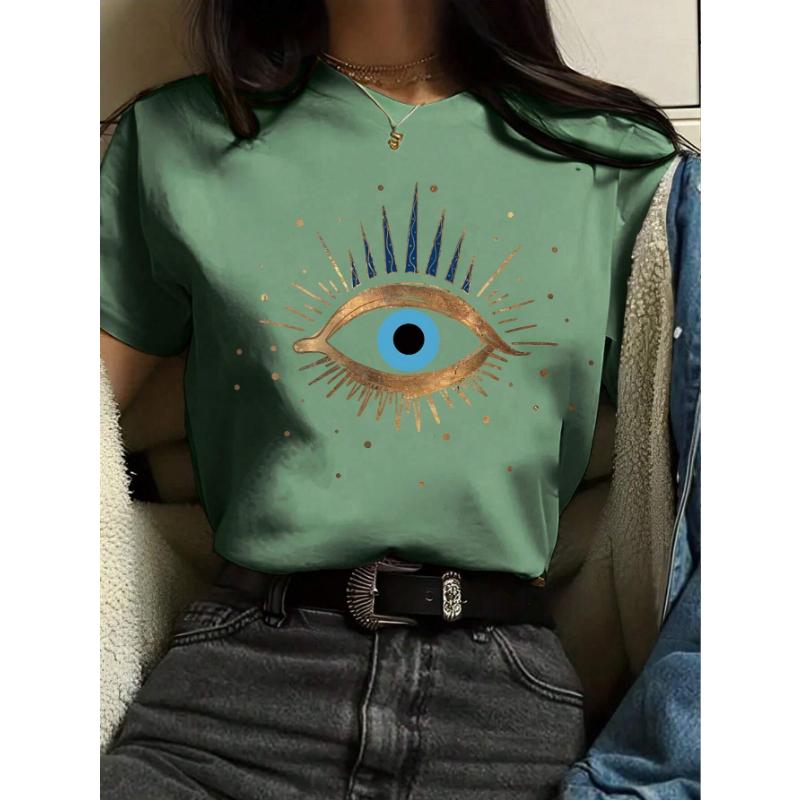 Женская футболка с коротким рукавом и принтом глаз