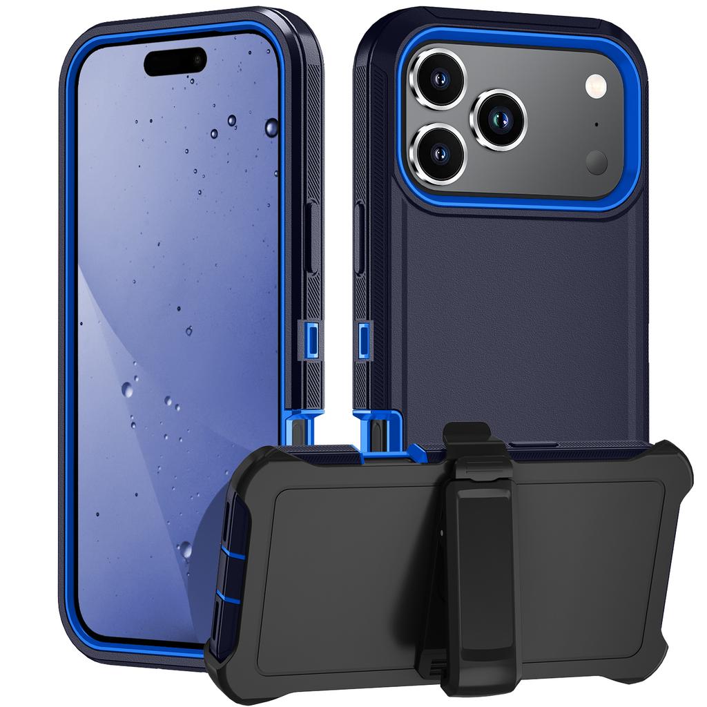 For iPhone 17 Pro Rugged Case PC + TPU Cell Phone Cover with Back Clip Kickstand